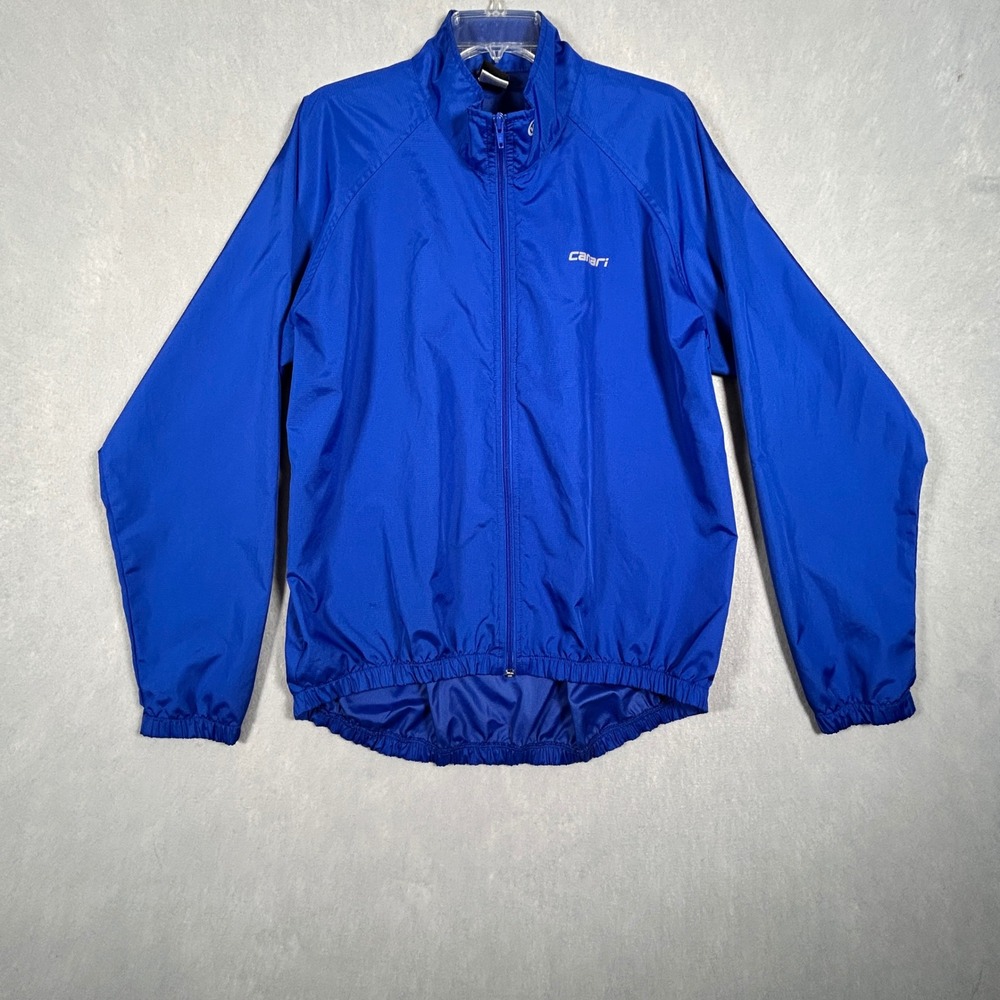 Canari Cycling Jacket Mens XL Blue‎ Solid Full Zip Windbreaker Ripstop Shell